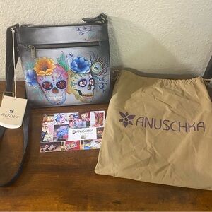 Anuschka Sugar Skull Calaveras de Azúcar Expandable Crossbody Bag